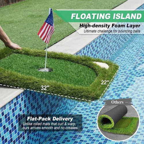 Miniatura 3 de SENSECLUB Red de astillado plegable y green flotante, objetivo de astillado de práctica de golf interior, juego de golf de patio trasero y regalos