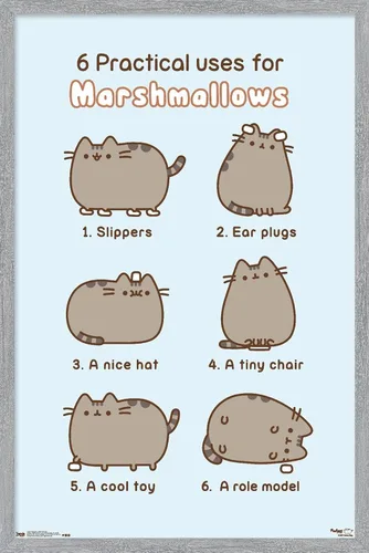 Miniatura 15 de Trends International Pusheen - Póster de pared de malvavisco, 14.725 x 22.375 pulgadas, versión enmarcada de madera de granero
