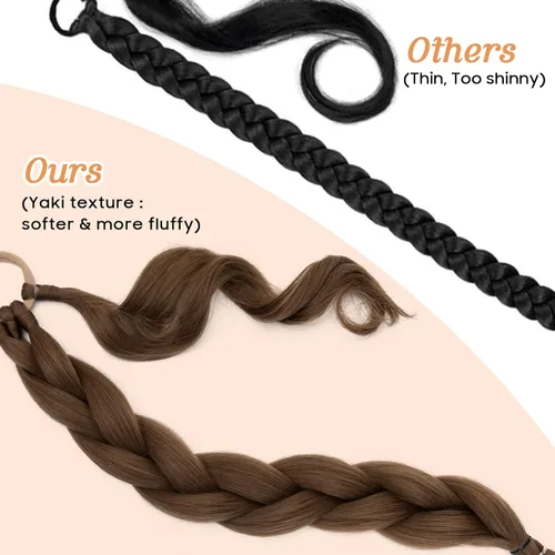 Miniatura 3 de S-noilite 2 extensiones de cabello sintético trenzado largo con banda para el cabello, trenzas de cabello rubio trenzado, extensión de cola