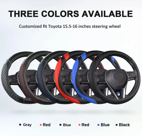 Miniatura 5 de West Llama Funda personalizada para volante de automóvil para Toyota Tacoma, 4Runner, Tundra, Sequoia, 15.5-16 pulgadas (negro + azul, tamaño grande)