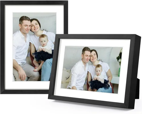 Frametory, Marcos de aluminio de 5 x 7 con paspartú para fotos de 4 x 6 pulgadas, cristal real, retrato/paisaje, formatos horizontales y verticales