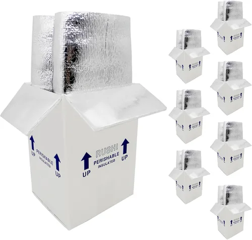Miniatura 9 de Cajas de envío aisladas de 15 x 10 x 11 pulgadas para alimentos congelados, paquete de 4 cajas de cartón con aislamiento de papel de aluminio, caja