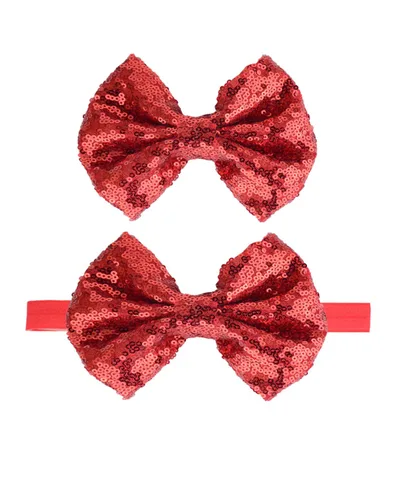 Miniatura 6 de Baby Christmas Sequins Headband Red Green Glitter Bow Hair Band BHC03 (verde)