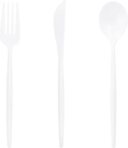Miniatura 11 de Supernal 180 cubiertos de plástico resistentes color marfil, cubiertos desechables de color beige para fiestas, incluye 60 tenedores, 60 tejidos, 60