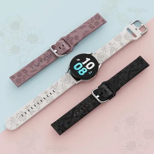 Miniatura 4 de Flower Engraved Bands Compatible with Samsung Galaxy Watch 7/ FE/ 6/5/ 4/ Active 2 40mm 44mm/ 5 Pro 45mm/ Watch 6/4 Classic 43mm 47mm 42mm 46mm, 3