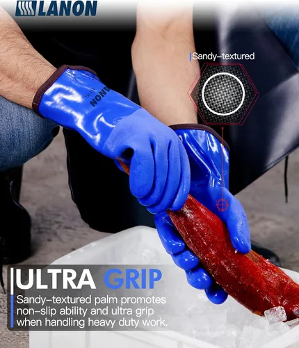 Miniatura 6 de LANON Guantes de Trabajo Pesado con Revestimiento de PVC a Prueba de Frío, Guantes de Trabajo Cálidos Impermeables para Trabajo en Congelador