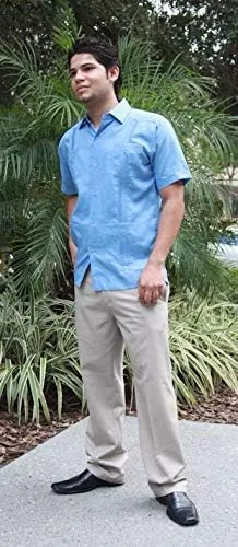 Miniatura 4 de Camisa Guayabera de manga corta para hombre de lino cubano