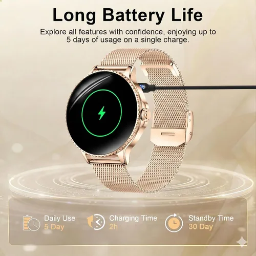 Miniatura 5 de Efolen Relojes inteligentes para mujer, responder/hacer llamadas, reloj inteligente de 1.27 pulgadas para monitor de frecuencia cardíaca, monitor