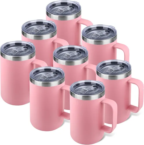 Miniatura 9 de Taza de café aislada de 22 onzas con asa y tapa a prueba de fugas, vaso de viaje de acero inoxidable de doble pared para viajes, oficina, hogar