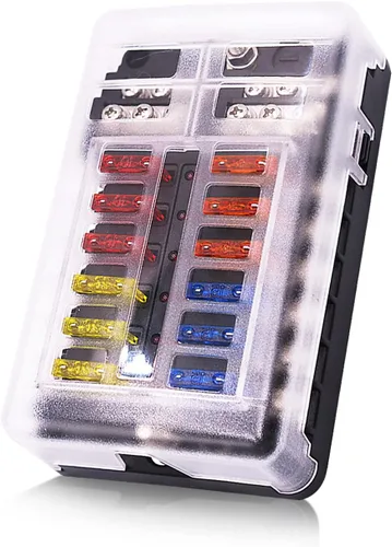Miniatura 8 de Bloque de fusibles de 12 voltios, caja de fusibles impermeable de 6 vías con 6 barras colectoras negativas de tierra para automoción