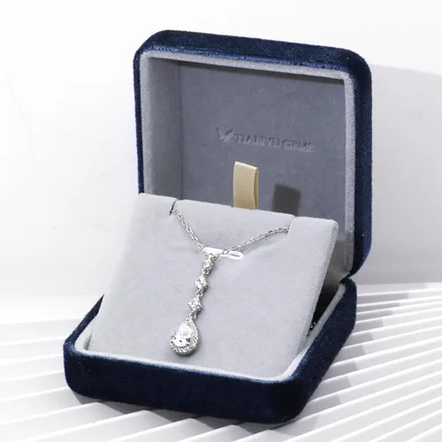 Miniatura 14 de TIANYU GEMS Collar con colgante de moissanita amarilla de 2 quilates para mujer, plata de ley chapada en oro amarillo de 18 quilates, pera amarilla
