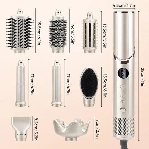 Miniatura 9 de Cepillo secador de pelo 8 en 1 con rizador de envoltura automática, rizador de 1.25 pulgadas, secado rápido, plegable, 110,000 rpm, para mujeres