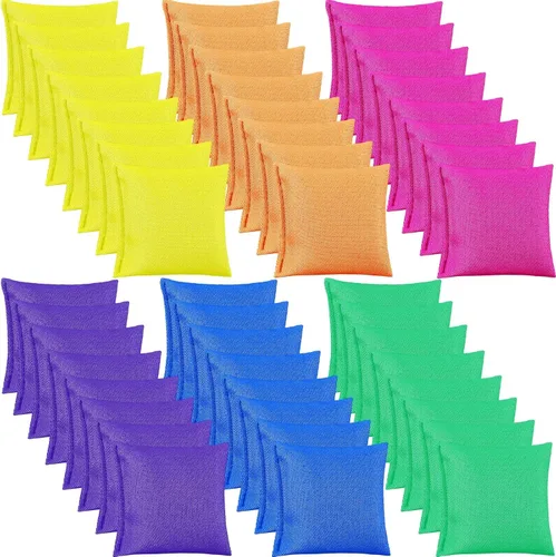 Jenaai 48 Pcs Mini Bean Bags Bulk for Cornhole Small Multi Colorful Bean Bag for Tossing, 2.6" x 2.6" Tossing Cornhole Nylon Party Supplies