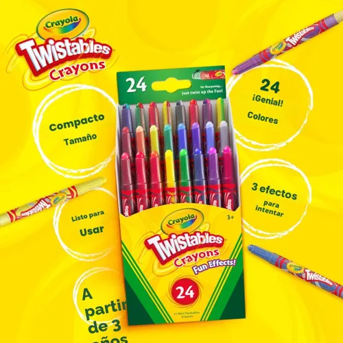 Miniatura 5 de Crayola Twistables - Crayones para niños (24 unidades) sin afilar, suministros para colorear para niños pequeños, menos desorden, relleno de media