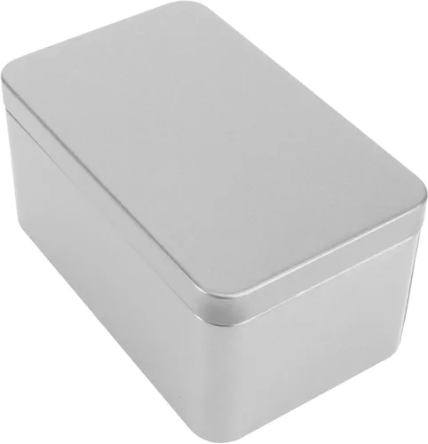 Miniatura 9 de NUOBESTY Caja de lata rectangular vacía, contenedor portátil de almacenamiento de té con tapa, caja de almacenamiento para el hogar para dulces