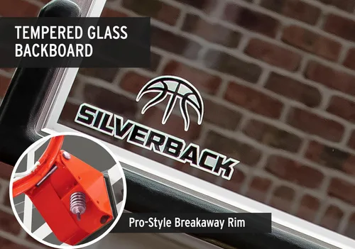 Miniatura 2 de Silverback Sistema de baloncesto anclado al piso, de 54", con tablero de vidrio templado