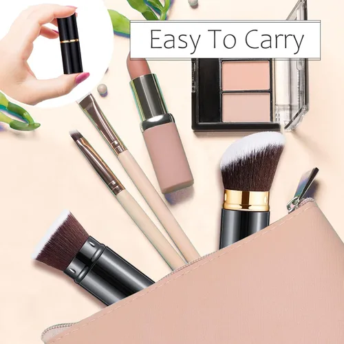 Miniatura 4 de Tessco for you 2 brochas de maquillaje retráctiles Kabuki, brochas de maquillaje en polvo, base, brochas de viaje portátiles para rubor