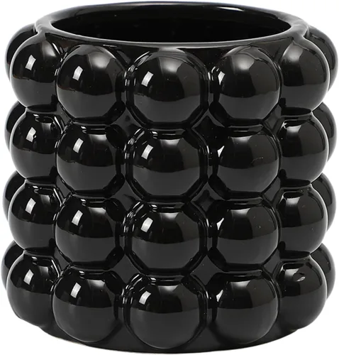 Jarrón de burbujas, jarrón de cerámica negra para flores, jarrones bohemios para decoración del hogar, jarrones decorativos para sala de estar, Negro