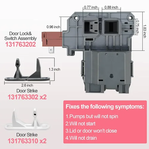 Miniatura 2 de Actualización 131763256 1317632 para lavadora Frigidaire Affinity Cerradura de puerta de carga frontal Lavadora Parte de reemplazo 131763202