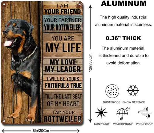 Miniatura 5 de Lygond Letrero de metal con texto en inglés "I Am Your Friend", regalo para amantes de los perros y amantes de los perros de Rottweiler, impresiones