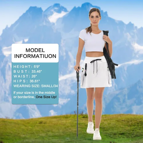 Miniatura 5 de MIVEI Falda pantalón tipo cargo de senderismo para mujer, cintura alta, para viajes, atlética, golf, casual, con bolsillos con cremallera, de secado