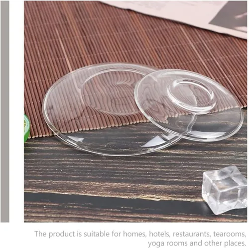 Miniatura 5 de Housoutil Plato de té de vidrio Platos de café Platillos de placa de vidrio transparente: 2 piezas de soporte de bolsa de té Decoración de mesa