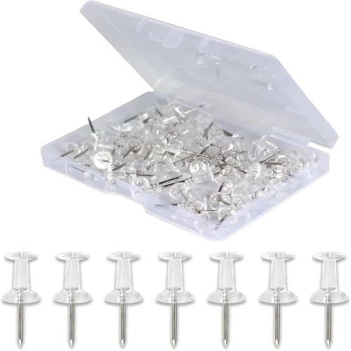 Miniatura 8 de Paquete de 120 pines para tablón de anuncios, tachuelas para pulgar con punta de plástico transparente y punta de acero, tachuelas de pared