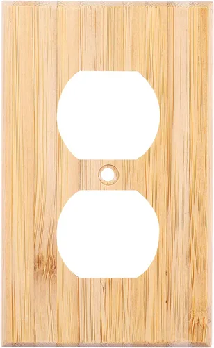 Miniatura 8 de Cubierta decorativa para interruptor de luz de madera cruda, placa de pared doble basculante de 4.5 x 4.5 pulgadas, cubierta de placa de interruptor