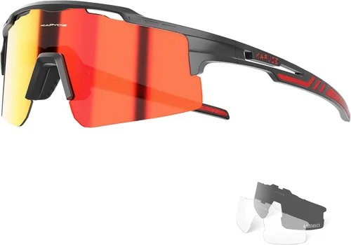 KAPVOE Gafas de sol polarizadas para ciclismo y deportes, para hombres y mujeres, UV400 MTB para bicicleta de montaña con 3 lentes K75