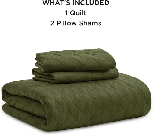 Miniatura 7 de Bedsure Colchas de tamaño King: colchas ligeras tamaño King con patrón de tejido de canasta, ropa de cama suave, colcha de edredón verde oliva