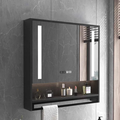 Miniatura 14 de Armario moderno de pared de baño de 40 x 30 pulgadas, gabinete inteligente con espejo de tocador con antivaho, botiquín iluminado por LED