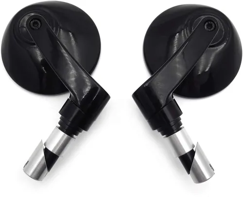 Miniatura 4 de MT448- Negro 7/8" 1" 0.866 in 0.984 in Espejo de extremo de barra redonda Diamante corte hacia abajo Café Compatible con H-D Reemplazo de 56000133A