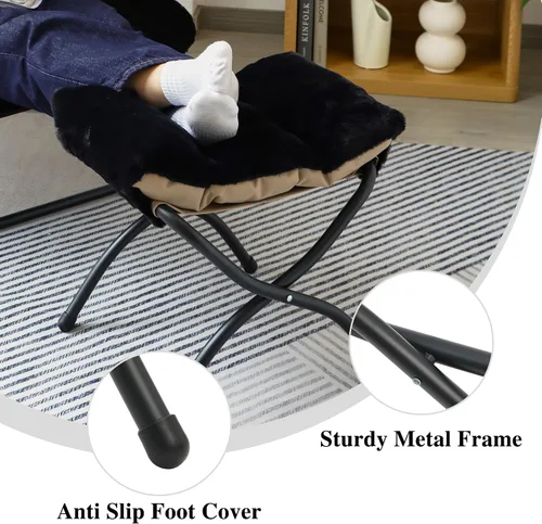 Miniatura 7 de Otomana Plegable de 15"(A), Taburete Reposapiés Plegable, Taburete Pequeño Portátil para el Pie para Sofá, Otomana Reposapiés Plegable Colapsible