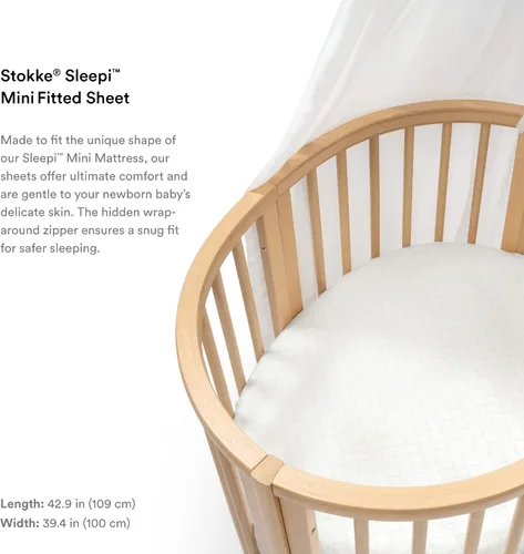 Miniatura 3 de Stokke Sleepi - Sábana bajera ajustable V3, color gris ventilador, compatible con Sleepi Mini Mattress V3, 100% algodón percal fino, lavable