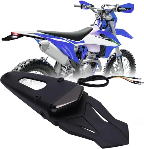 DREAMIZER Guardabarros trasero negro ahumado 12V LED luz trasera lámpara de freno para motocicleta todoterreno Motocross Dirt Bike (negro #1