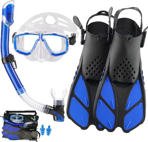 Miniatura 9 de Equipo de esnórquel para adultos con aletas, equipo de buceo profesional para adultos, juegos de esnórquel de viaje con aletas, máscara de buceo