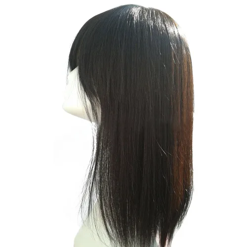 Remeehi 18 "largo pelo humano real Topper Hairpiece para adelgazar el pelo recto parte superior para las mujeres 1b# negro