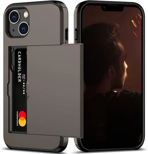 Miniatura 47 de Nvollnoe Funda para iPhone 13 con Portarjetas [Almacena 5 Tarjetas] Funda Cartera de Doble Capa Resistente de Servicio Pesado a Prueba de Golpes