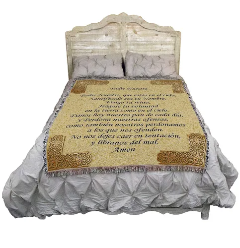 Miniatura 2 de Manta de oración del Señor en español – Nuestro Padre – Tapiz de regalo religioso tejido de algodón – Fabricado en los Estados Unidos