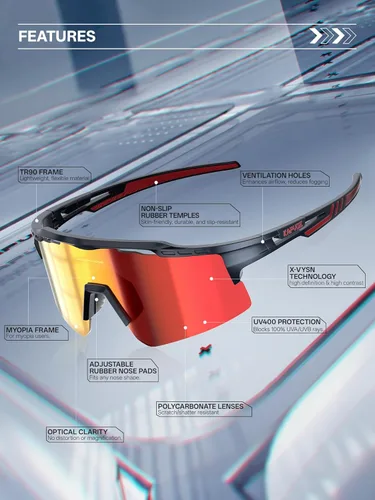 Miniatura 3 de KAPVOE Gafas de sol polarizadas para ciclismo y deportes, para hombres y mujeres, UV400 MTB para bicicleta de montaña con 3 lentes K75