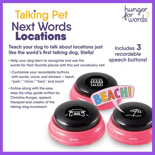 Miniatura 5 de Hunger For Words Talking Pet Next Words Locations - Juego de 3 botones de voz grabables para perros, botones de comunicación para perros