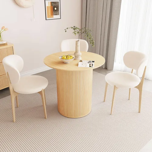 Miniatura 6 de AVZEAR Mesa de comedor redonda de 31.5 pulgadas para 2 personas, mesa de comedor de cocina pequeña con base de madera acanalada, mesas de comedor
