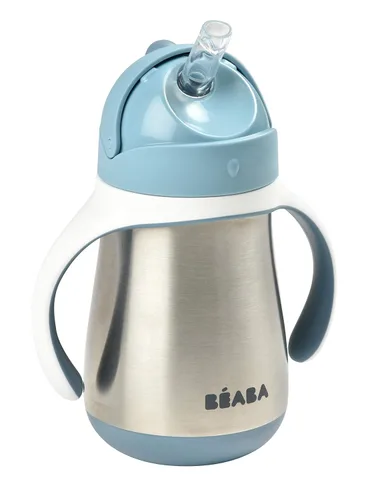 Miniatura 9 de BEABA - Vaso para sorber con popote de acero inoxidable, vasos aislados a prueba de derrames con asas extraíbles, fabricado con acero inoxidable