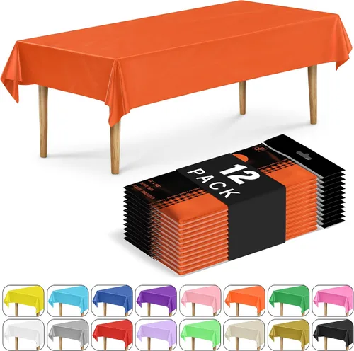 Miniatura 42 de DecorRack 2 Manteles rectangulares de plástico libres de BPA, 54 x 108 pulgadas, mantel de mesa para comedor, mantel rectangular para fiestas
