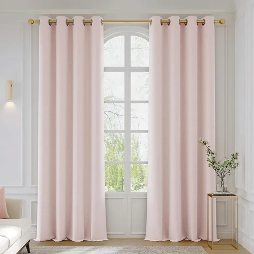 Miniatura 10 de FMFUNCTEX Cortinas florales 100% opacas para dormitorio, cortinas texturizadas en relieve azul de 63 pulgadas de largo para sala de estar, cortina