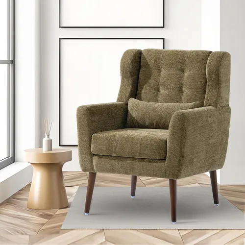 Miniatura 21 de cinkehome Sillas decorativas con brazos para sala de estar, sillón moderno tapizado en chenilla, cómoda silla de salón acolchada y suave