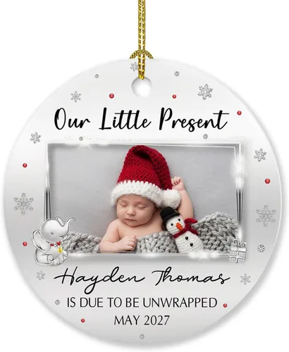 Miniatura 20 de Adorno de 5º aniversario, decoración del árbol de Navidad, nombres personalizados y recuerdos de aniversario de fotos, regalos para parejas juntas