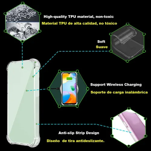 Miniatura 6 de USTIYA Funda para Xiaomi Poco M5s/Redmi Note 10s 4G/Redmi Note 10 4G Funda Transparente TPU Cuatro Esquinas Funda Protectora Transparente Suave