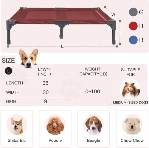 Miniatura 4 de suddus Cama elevada para perros impermeable al aire libre, cuna elevada portátil para perros, camas para perros fuera del suelo, camas para perros