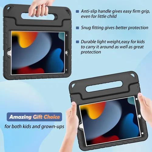 Miniatura 4 de LTROP Funda infantil para iPad de 9ª/8ª/7ª generación (2021/2020/2019), iPad 10.2 con protector de pantalla integrado, funda para niños con soporte